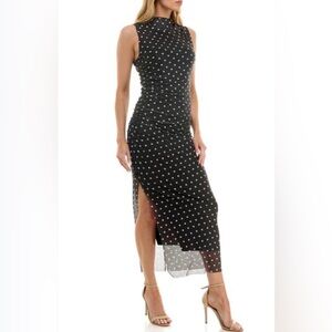 Socialite Polka Dot Shirred Mesh Dress size XS NWT